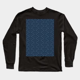 Seikaiha Blue Japanese waves style Long Sleeve T-Shirt